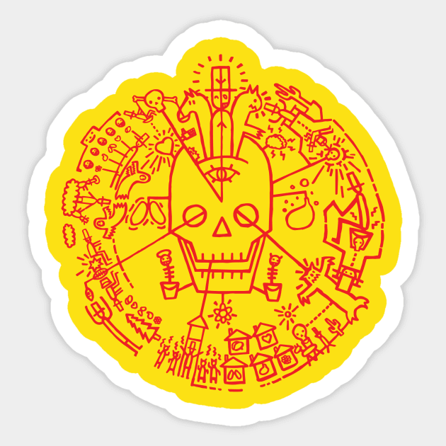 Cardboard Cowboy Resurrection Hieroglyph Red Sticker by CardboardCowboy